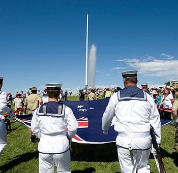 Photograph of the Flag raising ceremony - Australia Day 2011